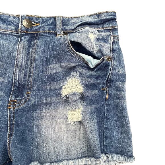Tokyo Darling‎ Super High Waisted Shorty Shorts Women's Size 8 Distressed Denim - Picture 8 of 11